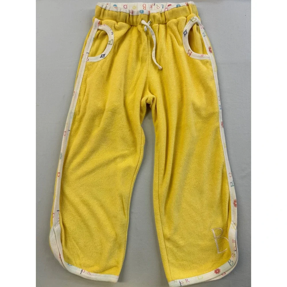Bonjour Girls Yellow Velour Tracksuit Set Hoodie and Pants Size S 7/8
